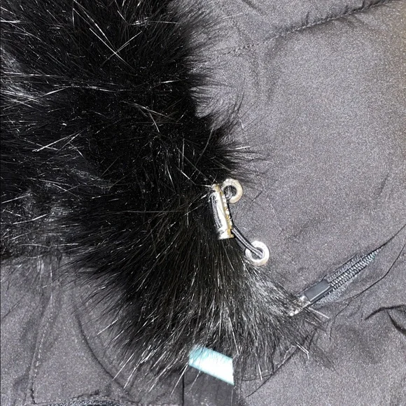 Tommy Hilfiger TH Flex Black Winter Jacket Removable Faux Fur Hood adj waist - Picture 13 of 14